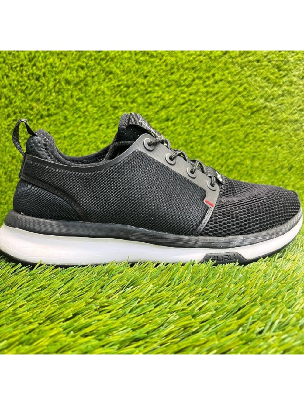 Kuru Atom Mens Size 7 Jet Black White Athletic Running Walking Shoes Sneakers